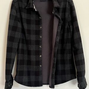 NOMAD Craft + Flow Buffalo Plaid Lined Flannel Shirt Black Charcoal Medium